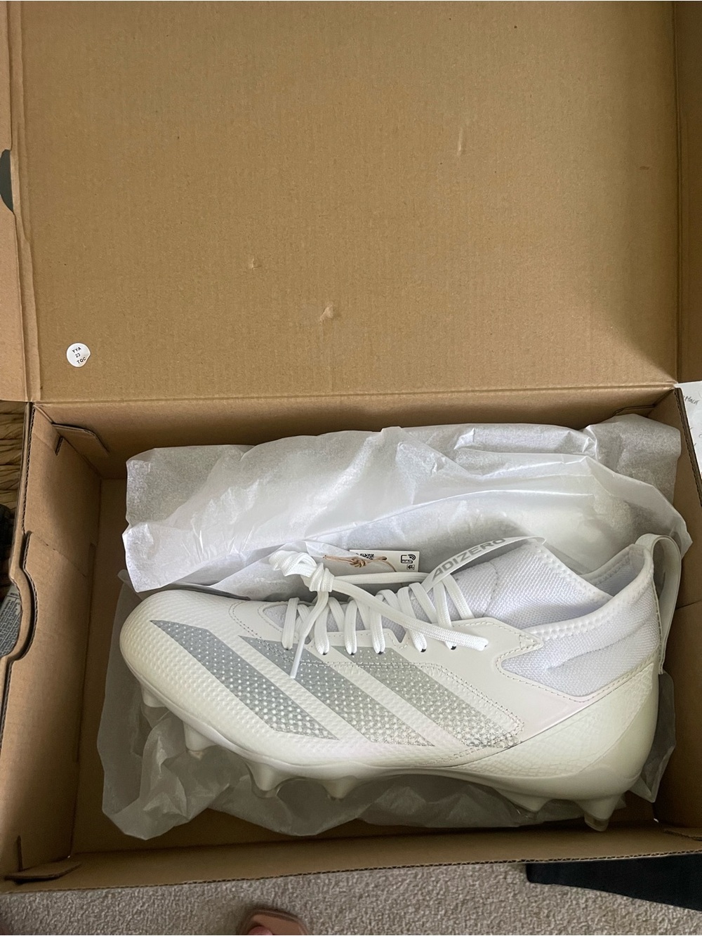 adidas White and Light Silver Men's football Cleats